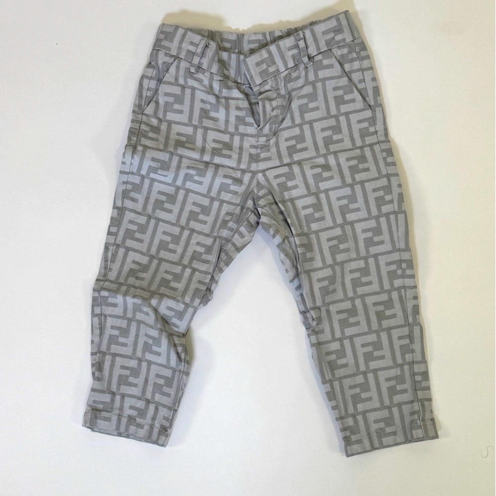 Fendi Gray Patterned Kids Casual Pants 24 months